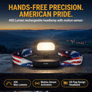 XP405US | 450 Lumen USA Series Rechargeable Flip-up Headlamp, 3 Piece Case